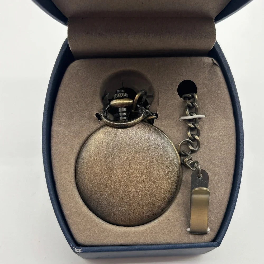 Antique Style Grandpa Pocket‎ Watch with Chain and Presentation Box